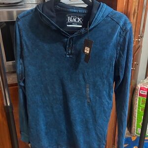 Buckle Black Hooded Sweatshirt in Deep Blue